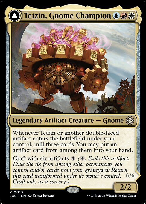 Tetzin, Gnome Champion // The Golden-Gear Colossus (13) (Foil) - The Lost Caverns of Ixalan Commander - Game On