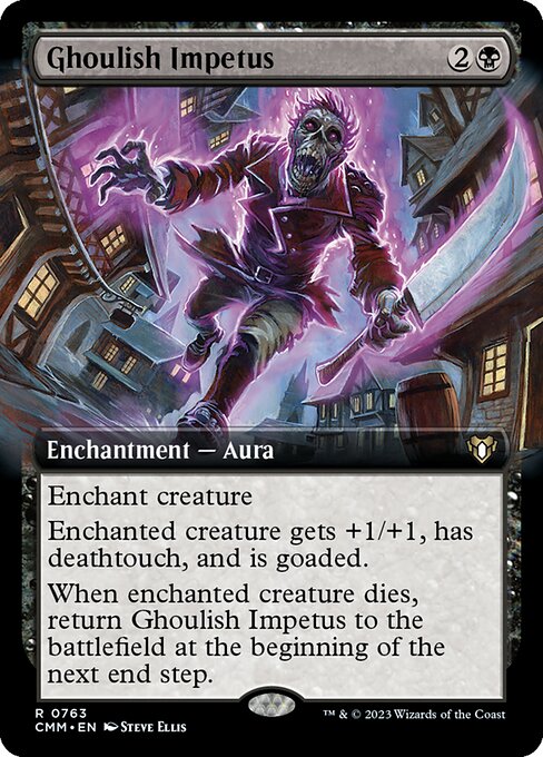 Ghoulish Impetus (763) - EXTENDED ART (Foil) - Commander Masters - Game On