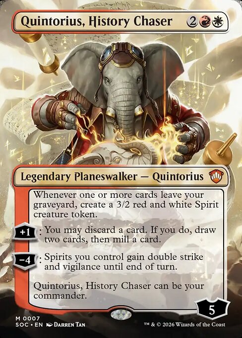 Quintorius, History Chaser (7) - BORDERLESS - FULL ART - Secrets of Strixhaven Commander - Game On
