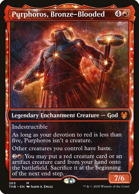 Purphoros, Bronze-Blooded (265) - SHOWCASE - FULL ART (Foil) - Theros Beyond Death - Game On