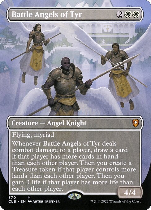 Battle Angels of Tyr (370) - BORDERLESS - FULL ART (Foil) - Commander Legends: Battle for Baldur's Gate - Game On