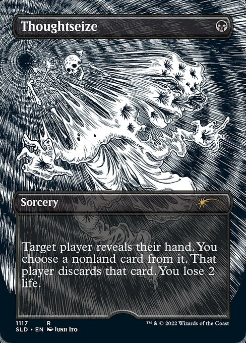 Thoughtseize (1117) - BORDERLESS - FULL ART (Etched) - Secret Lair Drop - Game On