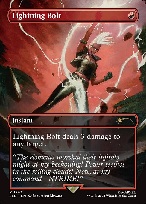 Lightning Bolt (1743) - BORDERLESS - FULL ART (Foil) - Secret Lair Drop - Game On