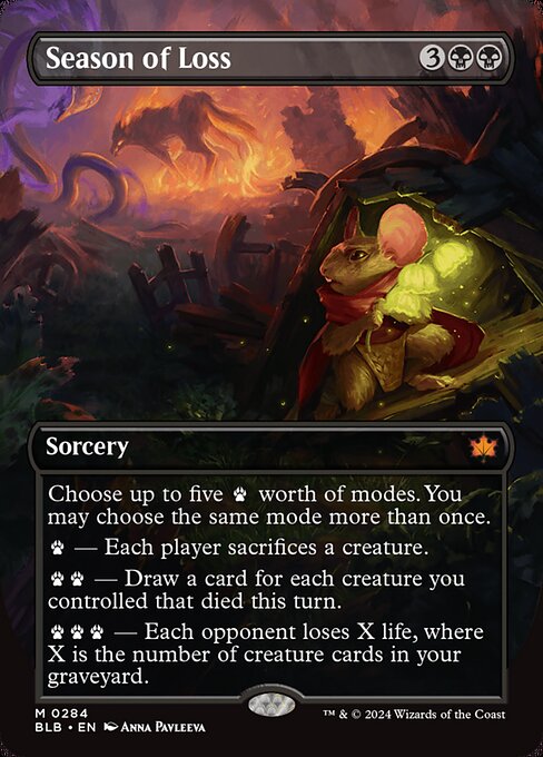 Season of Loss (284) - BORDERLESS - FULL ART - Bloomburrow Game On Season of Loss (284) - BORDERLESS - FULL ART - Bloomburrow Game On