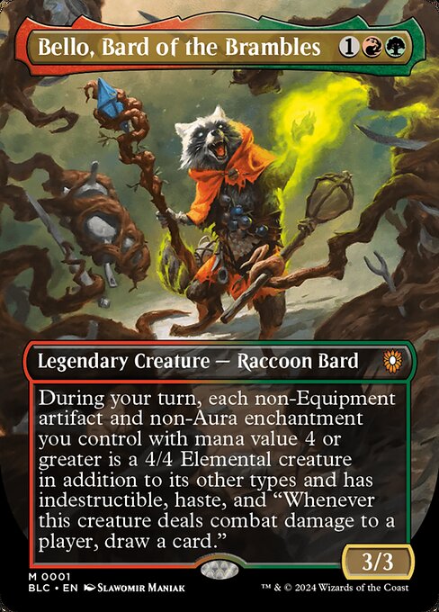 Bello, Bard of the Brambles (1) - BORDERLESS - FULL ART (Foil) - Bloomburrow Commander - Game On