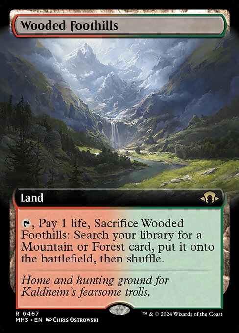 Wooded Foothills (467) - EXTENDED ART (Foil) - Modern Horizons 3 - Game On