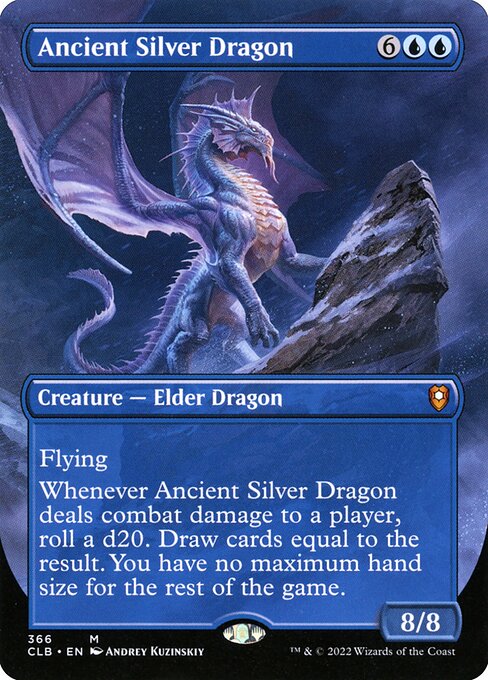 Ancient Silver Dragon (366) - BORDERLESS - FULL ART (Foil) - Commander Legends: Battle for Baldur's Gate - Game On