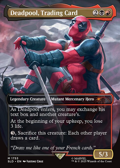 Deadpool, Trading Card (1753) - BORDERLESS - FULL ART - Secret Lair Drop - Game On