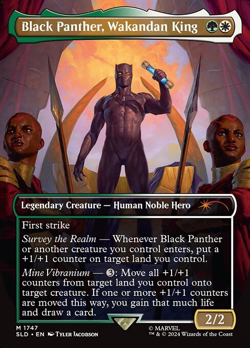 Black Panther, Wakandan King (1747) - BORDERLESS - FULL ART (Foil) - Secret Lair Drop - Game On