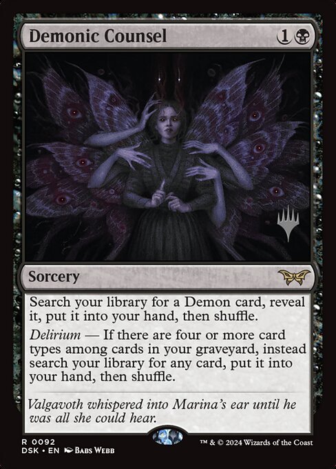 Demonic Counsel (92p) (Foil) - Duskmourn: House of Horror Promos - Game On