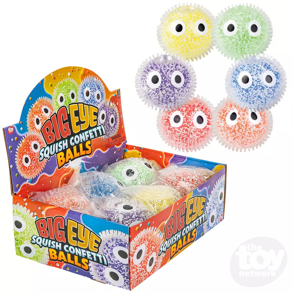 4" Big Eye Confetti Squish Ball - Game On