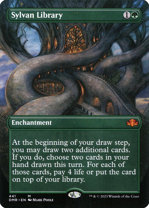 Sylvan Library (441) - BORDERLESS - FULL ART (Foil) - Dominaria Remastered - Game On