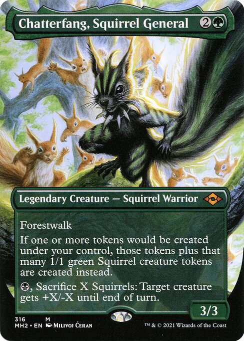 Chatterfang, Squirrel General (316) - BORDERLESS - FULL ART (Foil) - Modern Horizons 2 - Game On