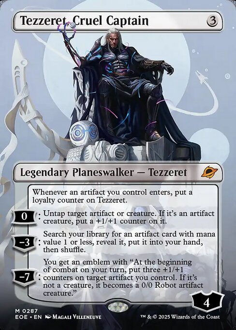 Tezzeret, Cruel Captain (287) - BORDERLESS - FULL ART - Edge of Eterni Game On Tezzeret, Cruel Captain (287) - BORDERLESS - FULL ART - Edge of Eterni Game On