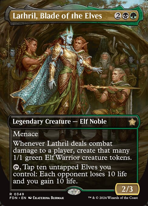 Lathril, Blade of the Elves (349) - BORDERLESS - FULL ART (Foil) - Foundations - Game On