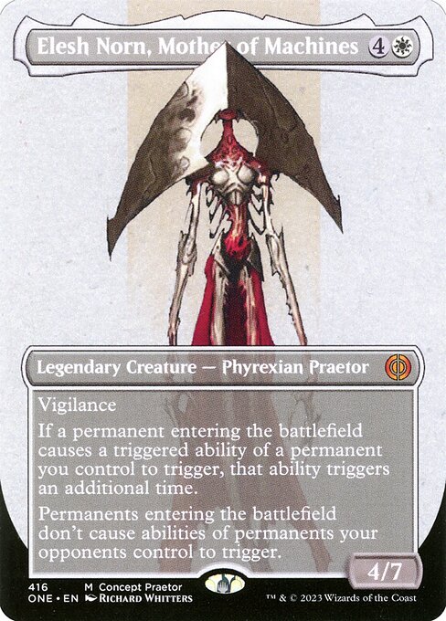 Elesh Norn, Mother of Machines (416) - BORDERLESS - FULL ART - Phyrexi Game On Elesh Norn, Mother of Machines (416) - BORDERLESS - FULL ART - Phyrexi Game On