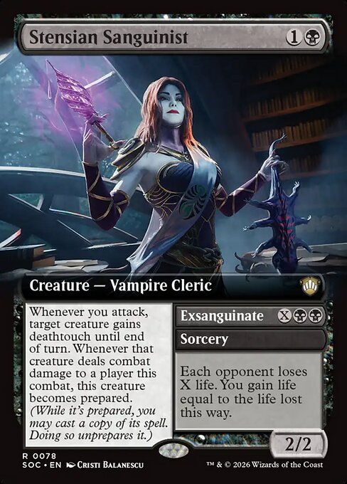 Stensian Sanguinist // Exsanguinate (78) - EXTENDED ART - Secrets of Strixhaven Commander - Game On