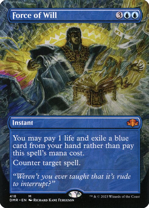 Force of Will (418) - BORDERLESS - FULL ART - Dominaria Remastered - Game On