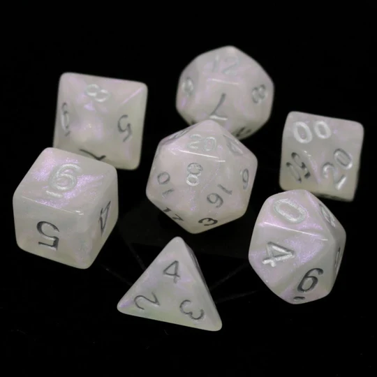 7 Piece RPG Set - Moonstone with Silver - Game On