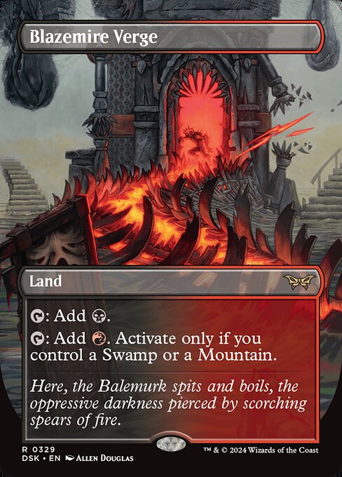 Blazemire Verge (329) - BORDERLESS - FULL ART (Foil) - Duskmourn: House of Horror - Game On