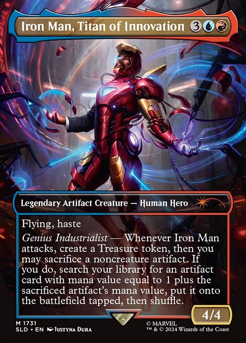 Iron Man, Titan of Innovation (1731) - BORDERLESS - FULL ART (Foil) - Secret Lair Drop - Game On