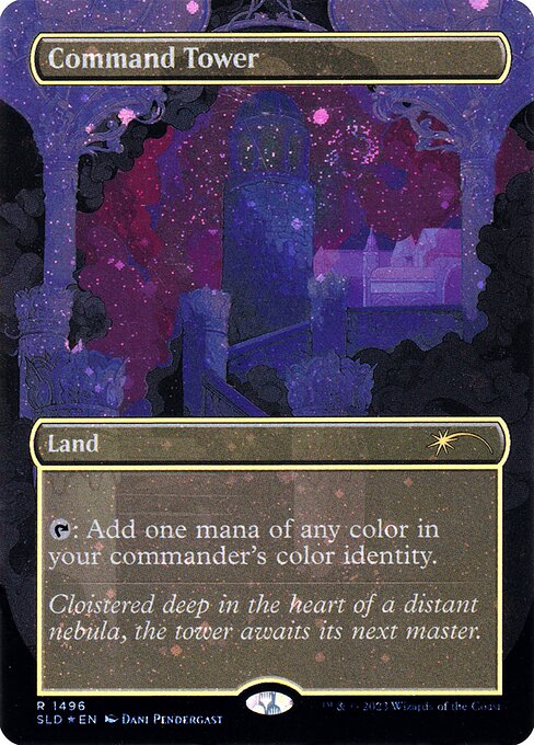 Command Tower (1496★) - BORDERLESS - FULL ART (Foil) - Secret Lair Drop - Game On