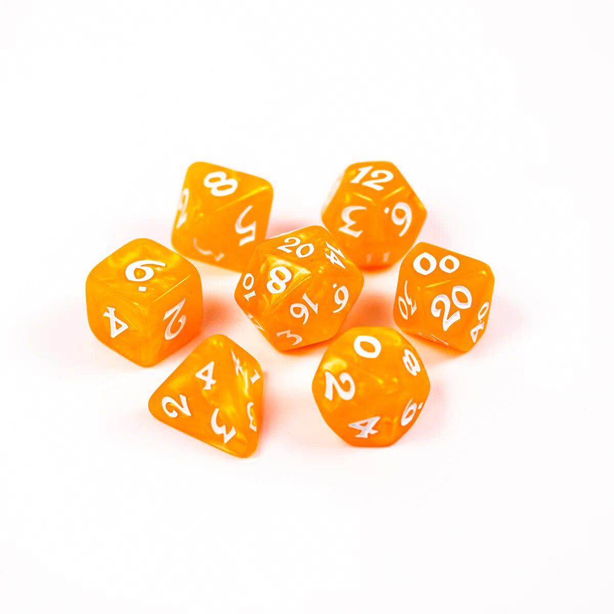 7pc RPG Set - Elessia Essentials - Orange with White - Game On