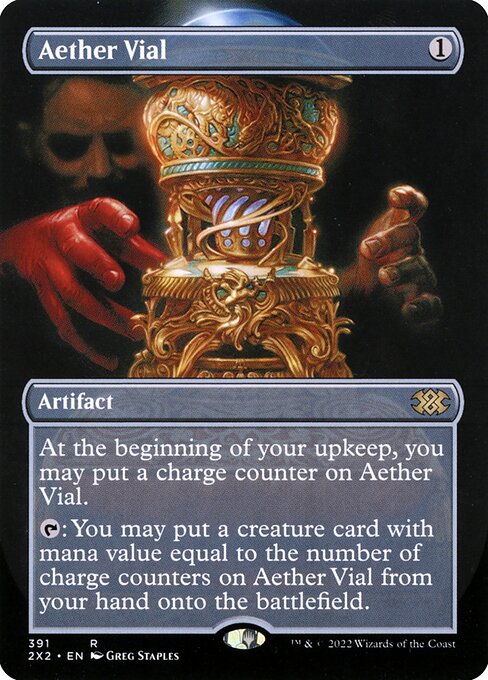 Aether Vial (391) - BORDERLESS - FULL ART (Foil) - Double Masters 2022 - Game On