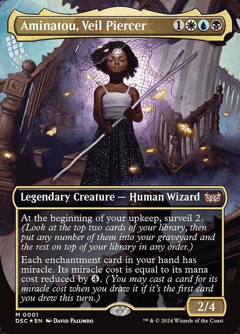 Aminatou, Veil Piercer (1) - BORDERLESS - FULL ART (Foil) - Duskmourn: House of Horror Commander - Game On