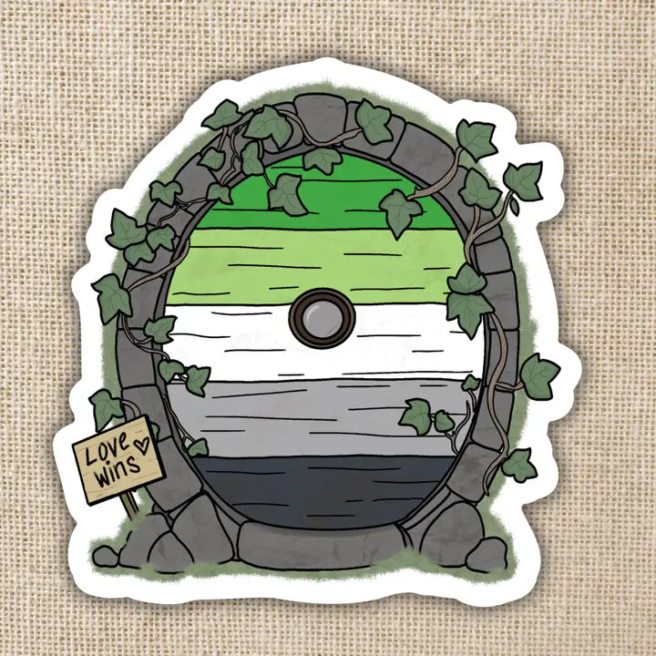 Aromantic Pride Fairy Door Sticker - Game On