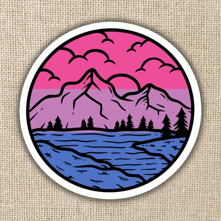 Bisexual Pride Mountainscape Flag Sticker - Game On