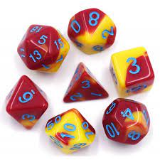 Blend Red/Yellow Blue Font Dice - Game On