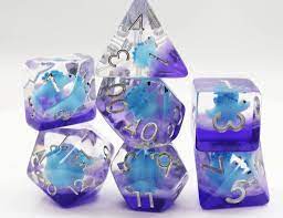 Blue Stegosaurus RPG Dice Set - Game On