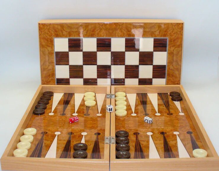 Burlwood Decoupage Backgammon - Classic - Game On