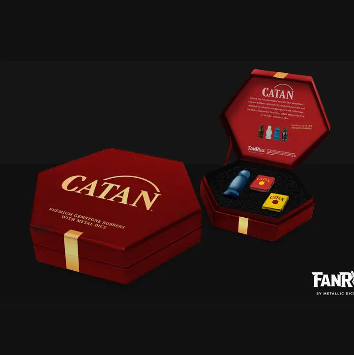 CATAN Premium Robber & Metal Dice Set - Cat's Eye Aquamarine - Game On