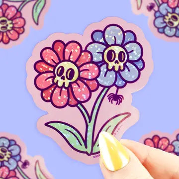 Death Flowers Glitter Vinyl Sticker - Game On