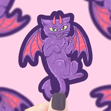 Devil Kitty, Cat Lover, Evil, Demon, Kitten, Vinyl Sticker - Game On