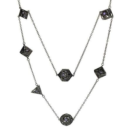 Dragon's Eye 7-die Necklace - Gunmetal with Purple Gems - Game On