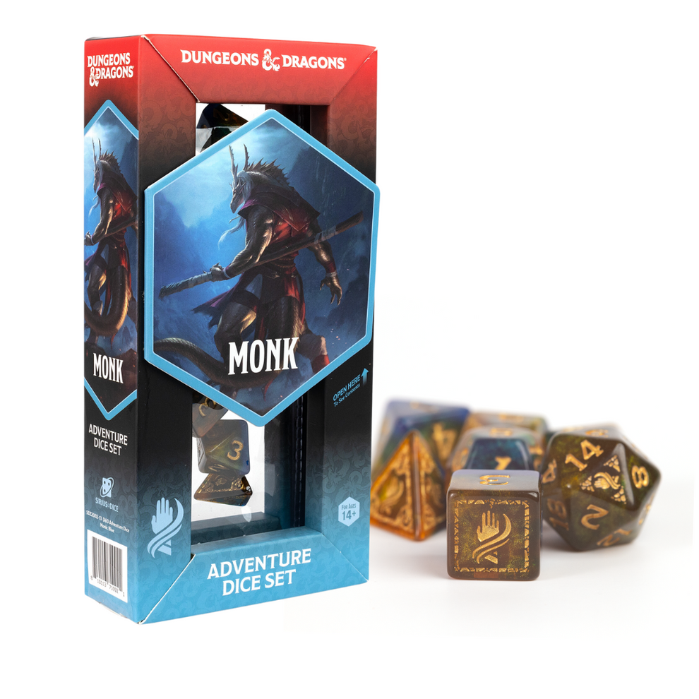 Dungeons & Dragons Adventure Dice Monk: Blue / Gold - Game On