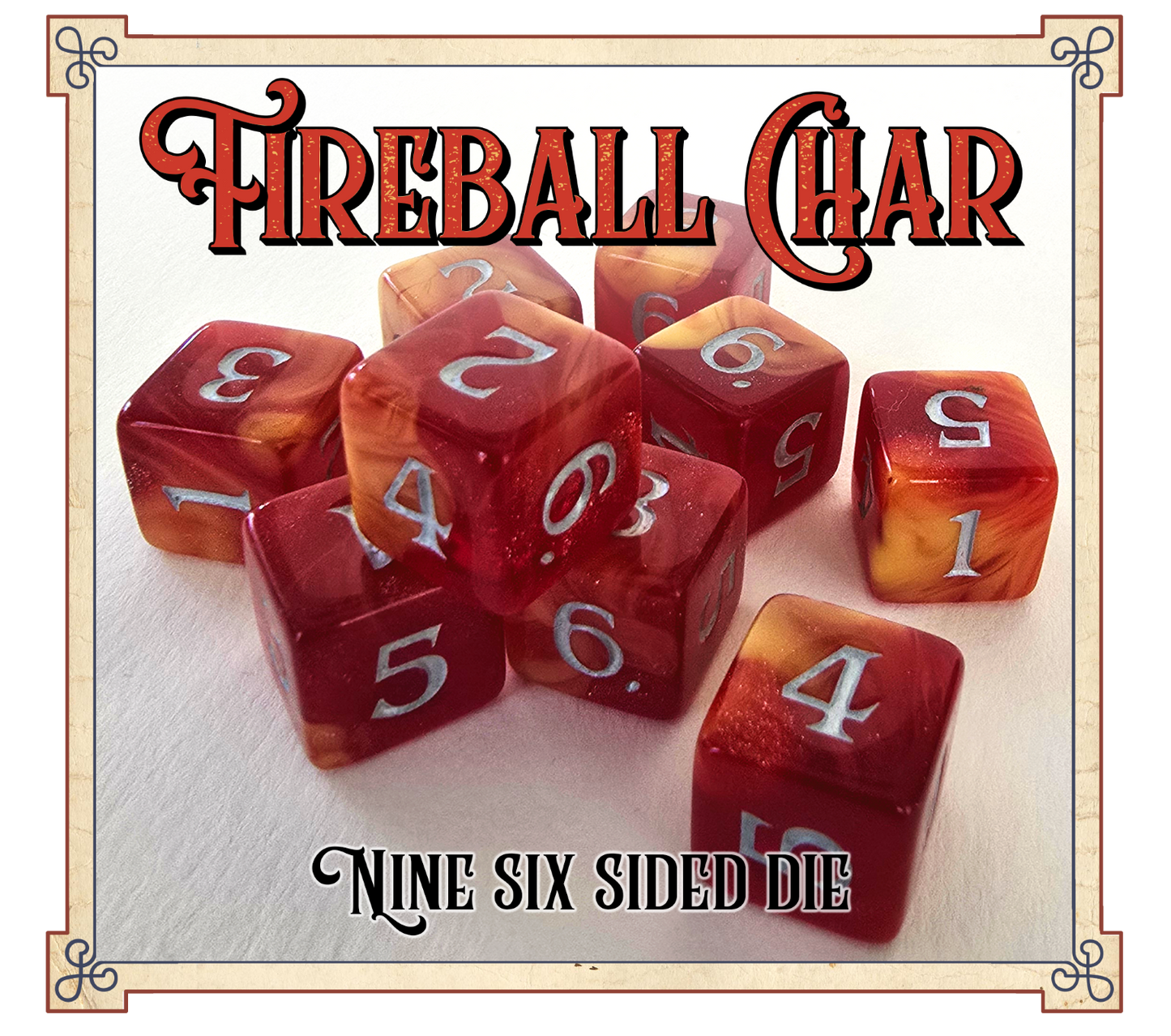 Fireball Char Scented Dice - 6 sided dice - Game On