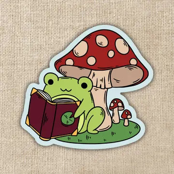 Frog Reading Under Toadstool Sticker - Game On