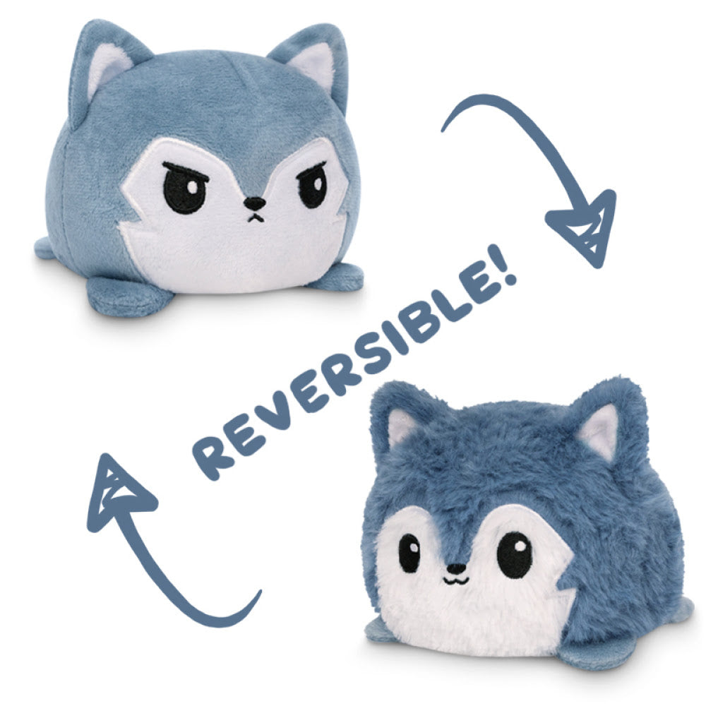 Fuzzy Grey Fox - Reversible Plushie - Game On