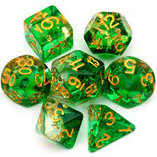 Green with Gold Foil RPG Dice S - Game On