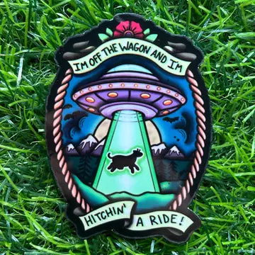 Hitchin' A Ride, Alien Abduction, Vinyl Sticker - Game On