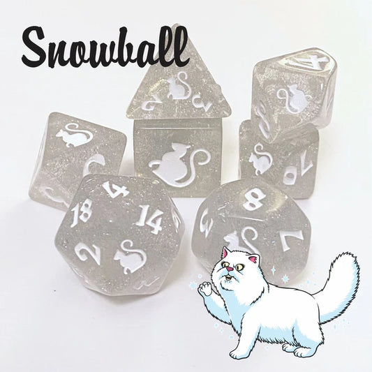 Kitty Clack Snowball - RPG Dice Set - Game On