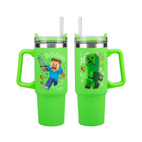Minecraft Green Insulated Cup and Straw - Game On