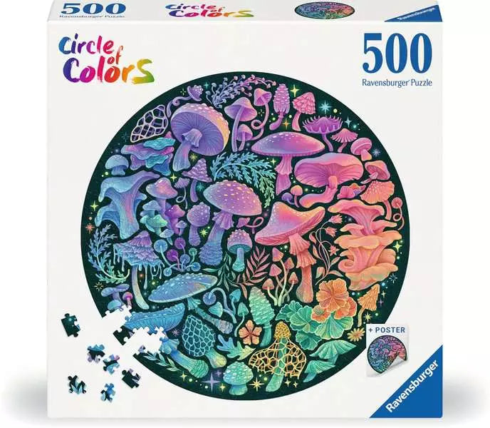 Mushrooms 500 Pc Round Puzzle - Game On