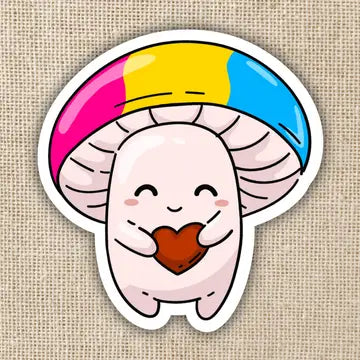 Pansexual Pride Flag Mushroom Sticker - Game On