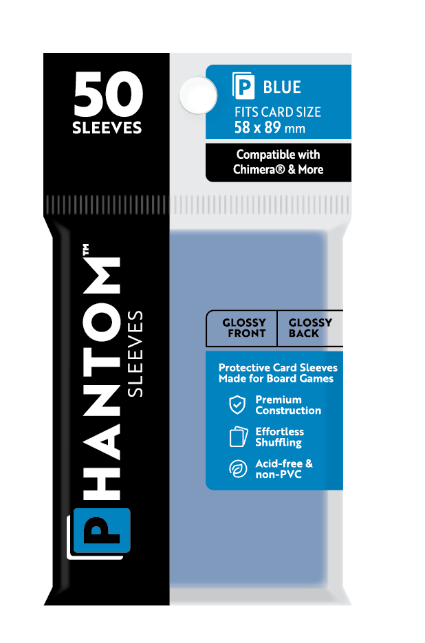 Phantom Sleeves: Blue Size (58mm x 89mm) Gloss/Gloss (50) - Game On