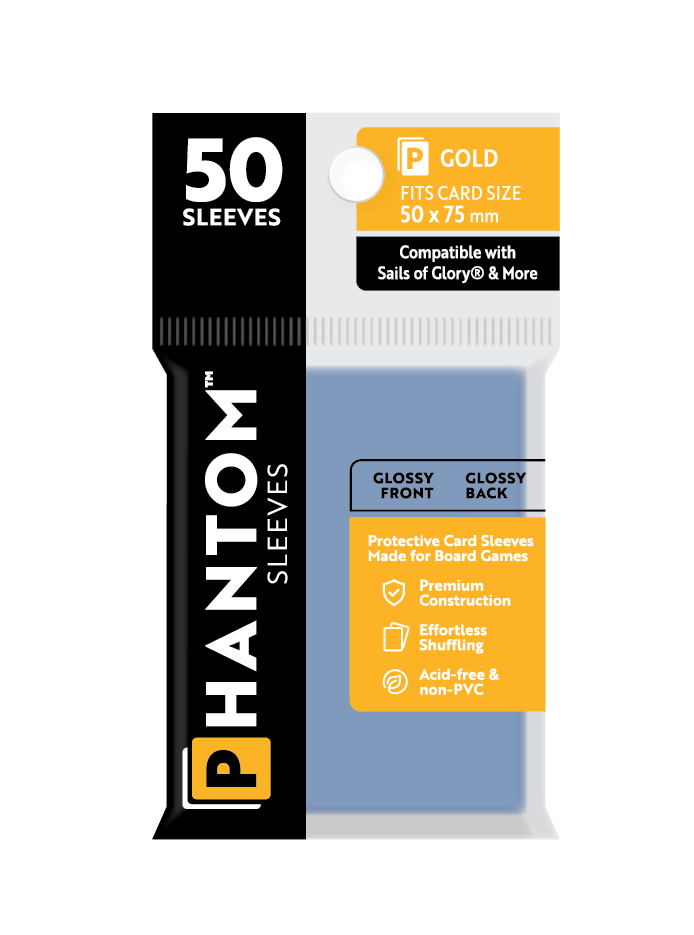 Phantom Sleeves: Gold Size (50mm x 75mm) Gloss/Gloss (50) - Game On